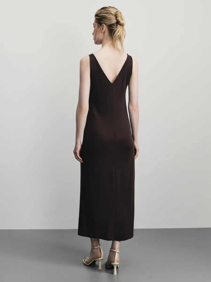 Zarına Yazlık Uzun, Yırtmaçlı Sarafan Elbise 376509342 Koyu Kahverengi