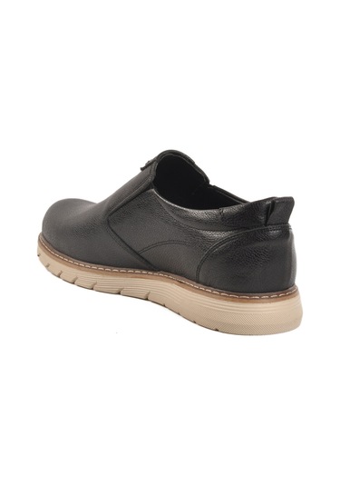 Siyah Hakiki Deri Erkek Casual Ayakkabı 014 M Siyah