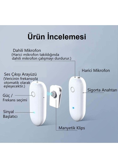 Lensgo 318C Beyaz Kablosuz Tekli Yaka Mikrofonu Seti