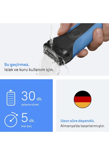 Braun Series 3 Elektrikli Sakal Şekillendirici Ve Tıraş Makinesi, Islak Ve Kuru, 310bt 1 Saat