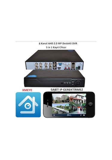 8 Kanal Ahd 5 İn 1 Dvr Kayıt Cihazı Xmeye Hibrit 5 Mp 1080N