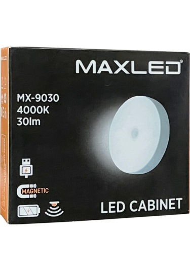 Maxled MX-9030 Şarjlı Hareket Sensörlü Yapışkanlı Led Aydınlatma Kabinled