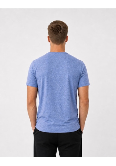 Axxel Erkek Mavi Melanj Kısa Kollu Pamuk T-shirt-d405