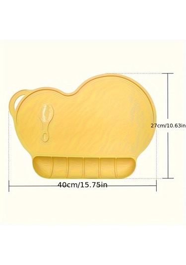 Kalp Şeklinde Silikon Amerikan Servisi Yemek Tabağı Girintili - Kaymaz, Katlanabilir