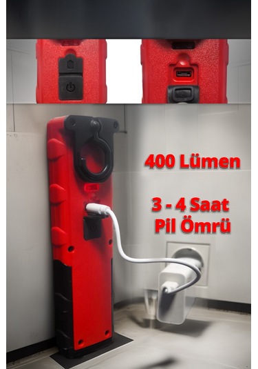 Şarjlı Led Fener Gplf01 Kırmızı