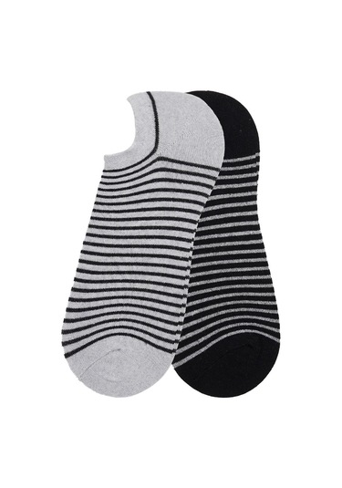 Erkek 2'li Desenli Patik Çorap-31922 Multi Çok Renkli