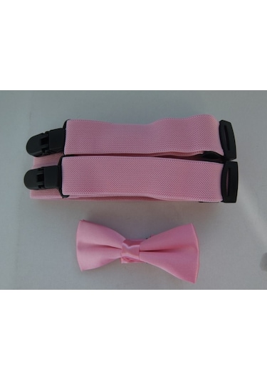 Pembe Çocuk Papyonu / Pembe Çocuk Pantolon Askısı Pembe