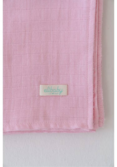 Organik Pamuk Çift Katlı Müslin Örtü Bebe Pembe 75x85 CM Pudra Pembe