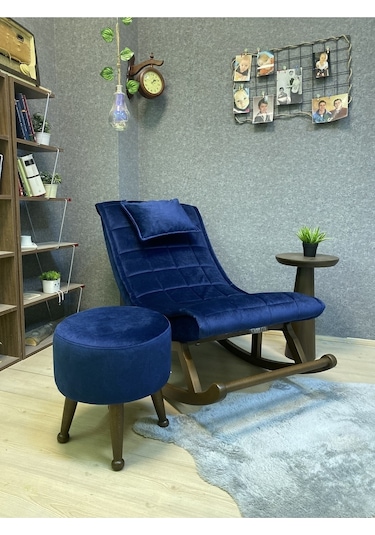 Asedia Asedia Miskin Ceviz Lacivert Sallanan Sandalye Dinlenme Koltuğu