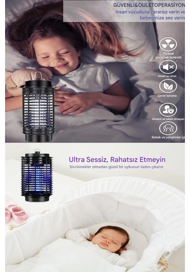 Lamba Tipi Elektrikli Sinek Sivrisinek Karasinek Öldürücü Siyah