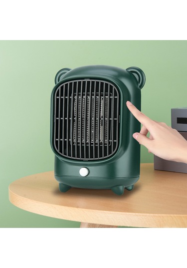 Qingmipy Eu Plug Yeşil Ptc Seramik 500w Sessiz Odun Isıtıcı - Ofis Ev Masaüstü Mini Isı Kaynağı