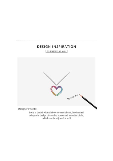 Bamoer 925 Ayar Gümüş Gökkuşağı Renkli Kalp Desen Aşk Göz Kamaştırıcı Zirkon Kolye Zincir Bağlantı Kadınlar Takı İçin