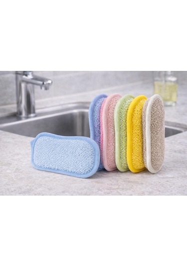 Mikrofiber Bulaşık Süngeri, Temizlik Süngeri Çift Taraflı, Çok Amaçlı, 5 Li Set