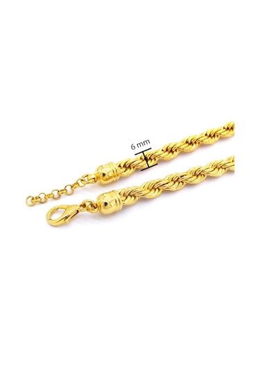 Ferizz Ferizz Altın Kaplama 6Mm Kalın Burgu Halat Zincir Zn-131 Gümüş
