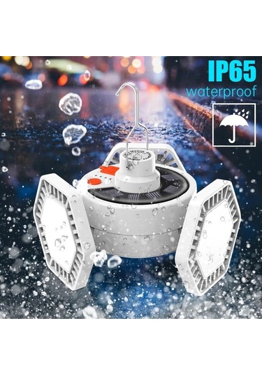 Pazly Güneş Enerjili 126 Led Kamp Feneri, Acil Durum Işığı, Usb Şarj Beyaz Beyaz