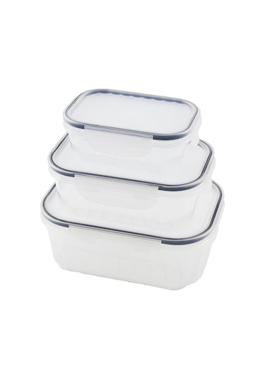 3pcs Quick Sızdırmaz Saklama Kabı Seti Şeffaf Kap - Buğulu-contalı Kapak 500-1000-1700ml
