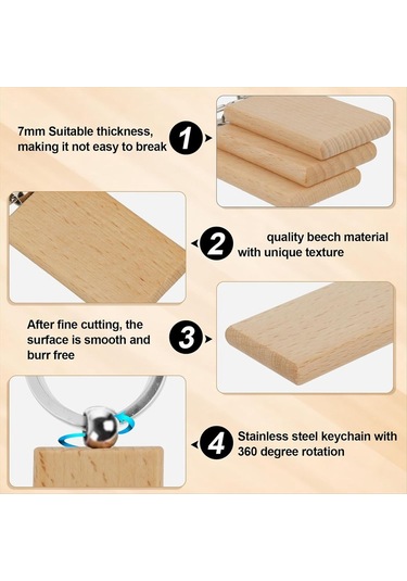 Gatherco 25 Adet Ahşap Anahtarlık Boşluğu Ahşap Anahtarlık, Tamamlanmamış Boş Anahtarlıklar Toplu, Kişiselleştirilmiş Gravür Boş Anahtarlıklar