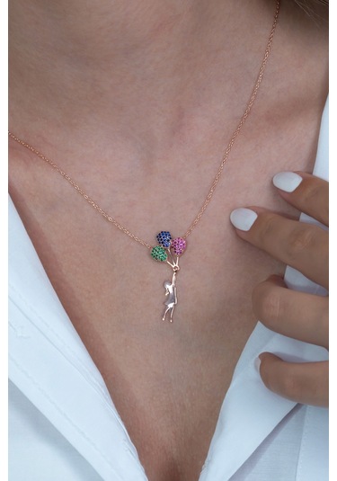 Gümüş Balonlu Kız Kolye Wsn262