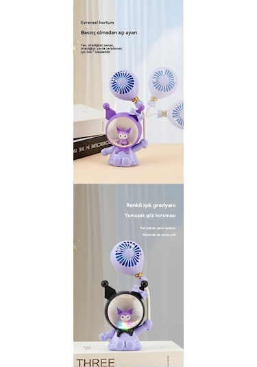 Aurora Karikatür Sevimli El Masaüstükçük Fan Katlanabilinir Taşınabilinir Büyük Rüzgar Gücü Usb Şarj Elektrikli Fan