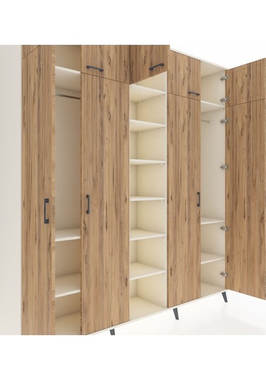 Hyperion Dolap 12 Raflı 9 Kapaklı 2 Askılı 220x44x243 Aytaşı-çam/aytaşı Atlas Çam/aytası