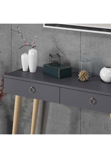 Dekorosso Arden Ahşap Ayaklı Modern Dekoratif Dresuar Antrasit