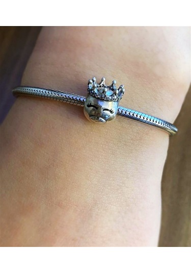 Kadın Prenses Temalı Taş Detaylı Gümüş Charm