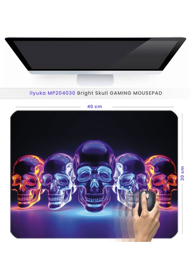 İlyuka 40x30cm Gaming Oyuncu Mousepad Bright Skull Mp204030