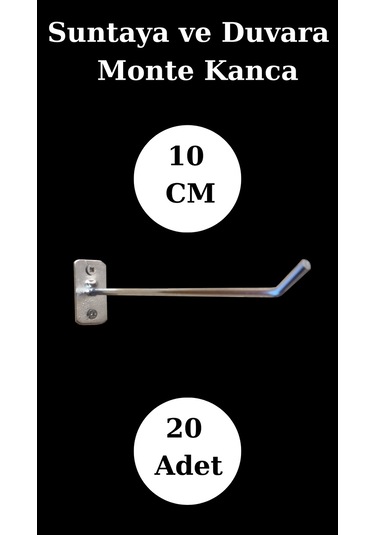 20 Adet 10 Cm Suntaya Kanca Duvara Monte Kanca Çok Amaçlı Kanca Krom