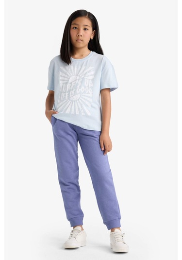 Defacto Kız Çocuk Standart Fit Basic Düz Beli Lastikli Jogger Eşofman Altı Y1226a625aupr510 Mor