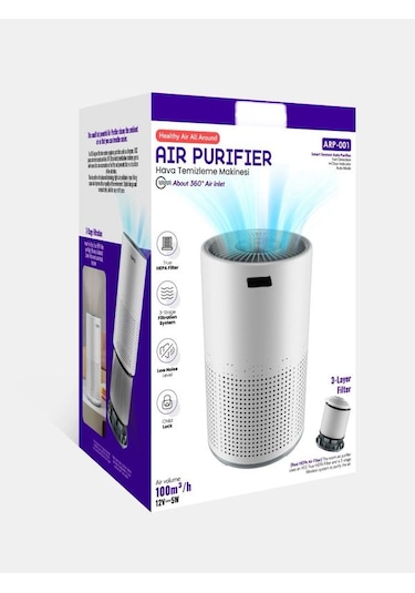 100 M³ Hacim Akıllı Hava Temizleyici 3 Katmanlı Hepa Hava Filtreli Temizleme Makinesi - Sessiz Beyaz