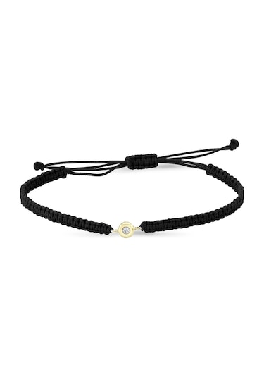 Altın Pırlantalı Tektaş Siyah İp Bileklik As15pblr2 Altınsepeti Sarı Altın