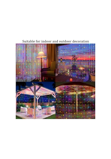 Gateesat 1 Adet 9.8ft Solar Perde Işık 8 Desenli 300 Led Beyaz Bahçe Dekor Beyaz