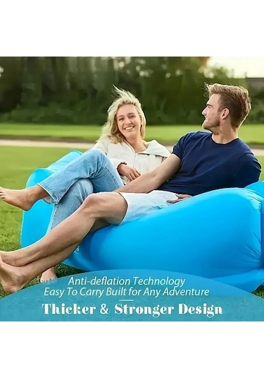 Willowhaven Siyah Taşınabilir Şişme Lounge Sandalye - Plaj Kamp Festival İçin Pratik Taşıma Çantası Siyah