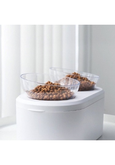 Dm Cbtx Şeffaf Hayvan Kasesi, Tahıl Saklama, Boyun Koruyucu Eğik Çiftli Kase Beyaz