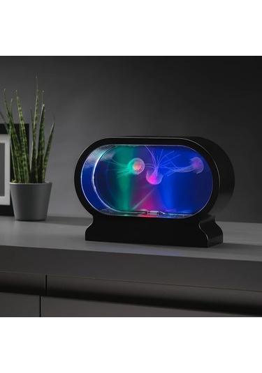 Honeybeeshop Yıllık Yeni Led Oval Sulu Denizanası Lambası Çok Renkli 1 Bilgisayar Simülasyon Sulu Denizanası Tankı Atmosfer Gece Lambası Çok Renkli