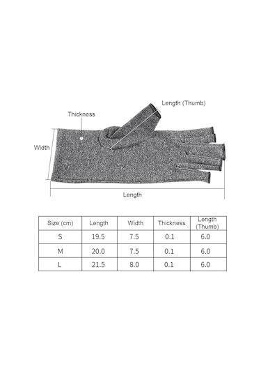Qingmipy Eklem Ağrısı Ve Şişliği Azaltan Yarı Parmaklı Rahat Eldiven - Gri, Boyut L