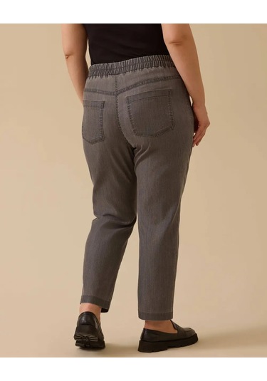 Büyük Beden Elastik Bel Cepli Jean Pantolon Gala-xi Gri