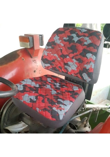 Traktör Koltuk Kılıfı - Kolçaksız - Kırmızı Kamuflaj - Bb-374