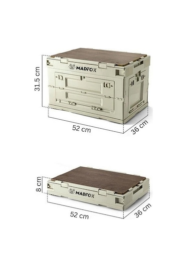 Katlanabilir Kamp Saklama Kutusu - 60 Lt - Madfox - Haki - 547304