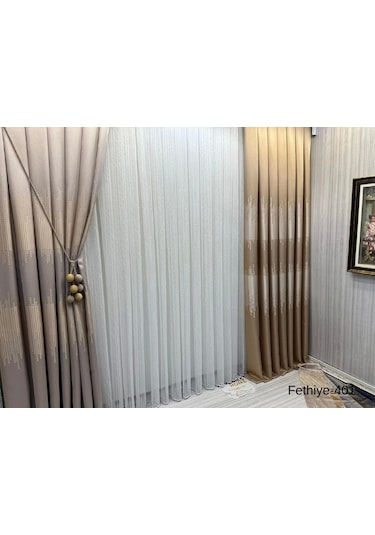 Nivemeshome Fethiye 614178 Altın V-401 1/3 Sık Pileli Fon Perde Apm Altın