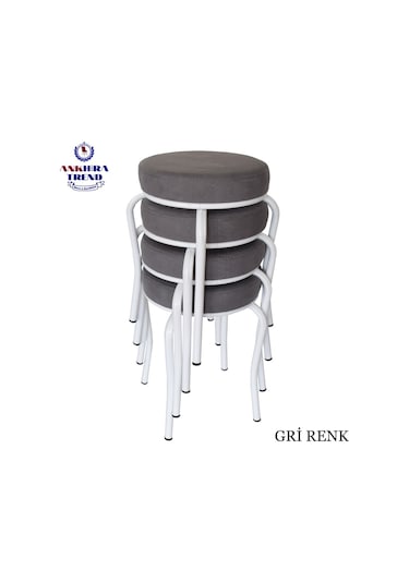 Tabure (Beyaz Ayaklı) (4 Adet) - Mutfak Balkon Taburesi