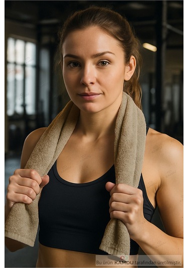 30x85cm Fitness Havlusu, Spor Havlusu, Sporcu Havlusu, Antreman Havlusu, Gym Havlusu Bej