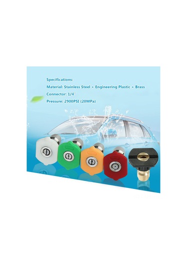 Singree 5'li Basınçlı Yıkama Nozulu Seti - 0 /15 /25 /40 Açılı Ve Köpük Nozulu - Hızlı Bağlantı