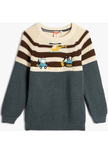 Koton Kazak Uzun Kollu Yuvarlak Yaka İşleme Detaylı Araçlar Temalı Ada Çayı 4wmb90003tt 4WMB90003TT983 Açık Yeşil