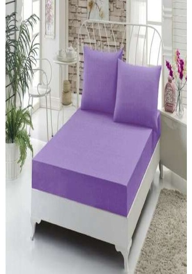 Mycey Mor Lastikli Streç Battal Boy Havlu Çarşaf 180x200 Cm Mor