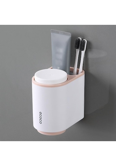 Pembe Banyo Aksesuarları Seti Diş Fırçası Tutucu Diş Macunu Dispenseri Duvara Monte Diş Fırçası Bardağı Depolama Raf Diş Macunu Sıkacağı Pembe