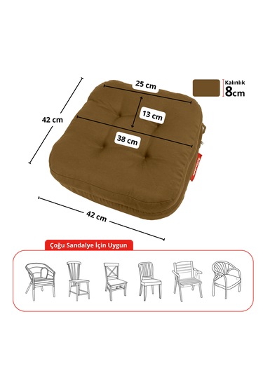 Xpermate Çift Kat Sandalye Minderi 42x42x8 Kahverengi
