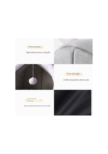 Mufunye Kapalı Kedi Yatakları Kedi Evi Kapşonlu Mağara Tasarımı Peluş Yastıklı Dört Mevsim Evrensel