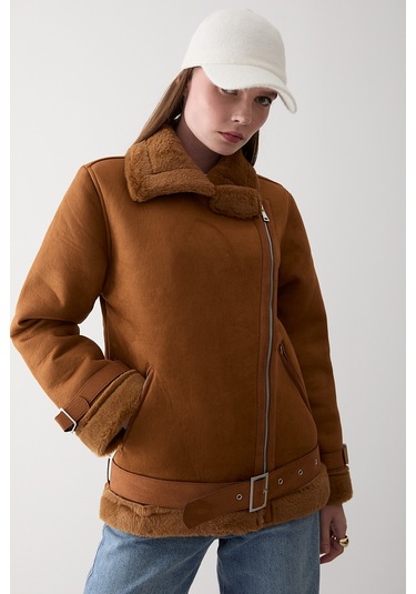 Kahverengi İçi Kürklü Mont Kahverengi