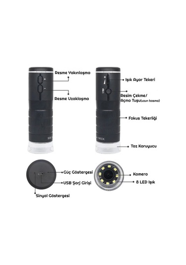 Dijital 1000x Büyütme WİFİ  HD 1080P LED Kablosuz Mikroskop